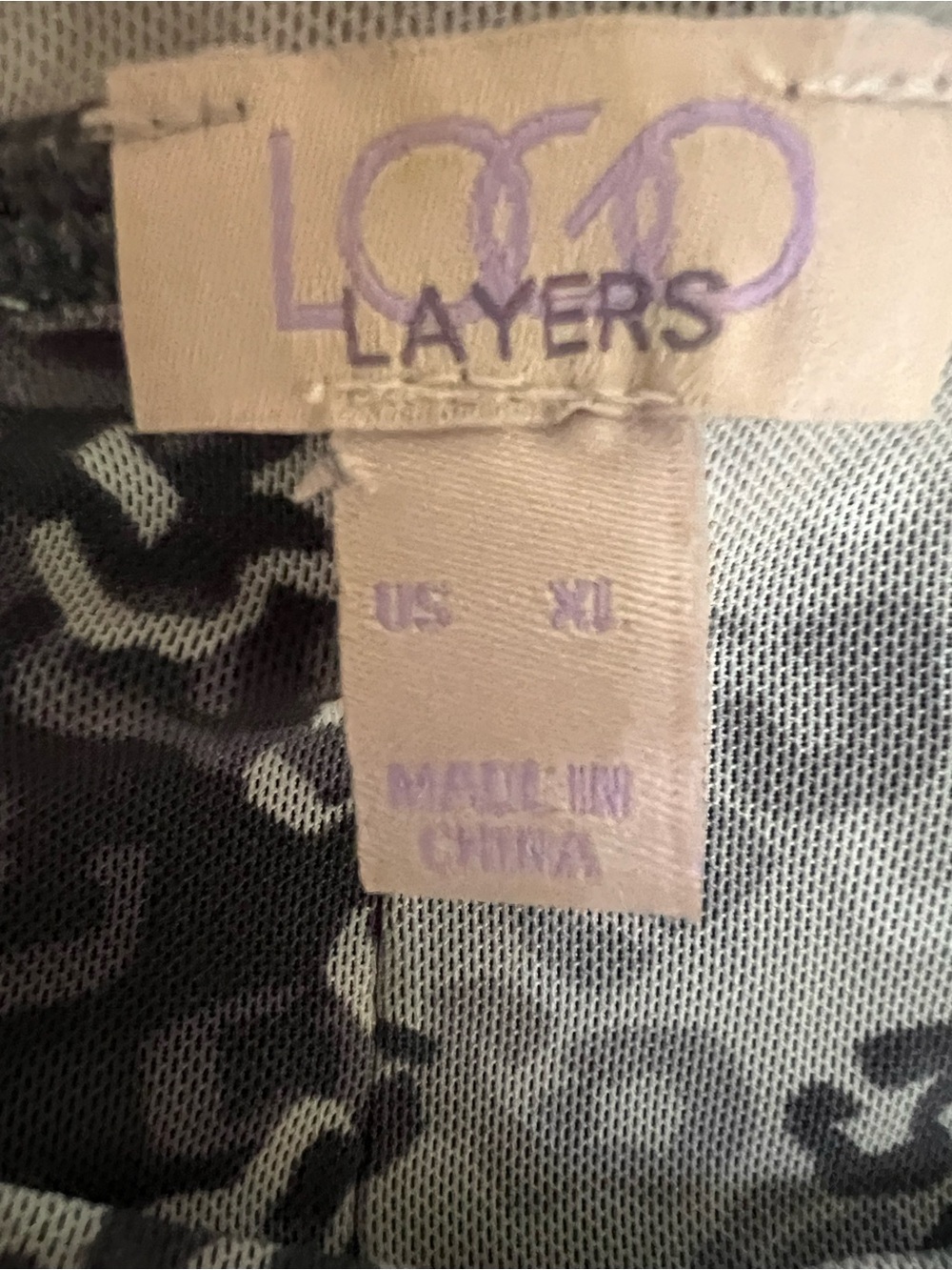 Logo Layers gray animal print sheer color block long sleeve tunic witchy XL - Picture 4 of 6